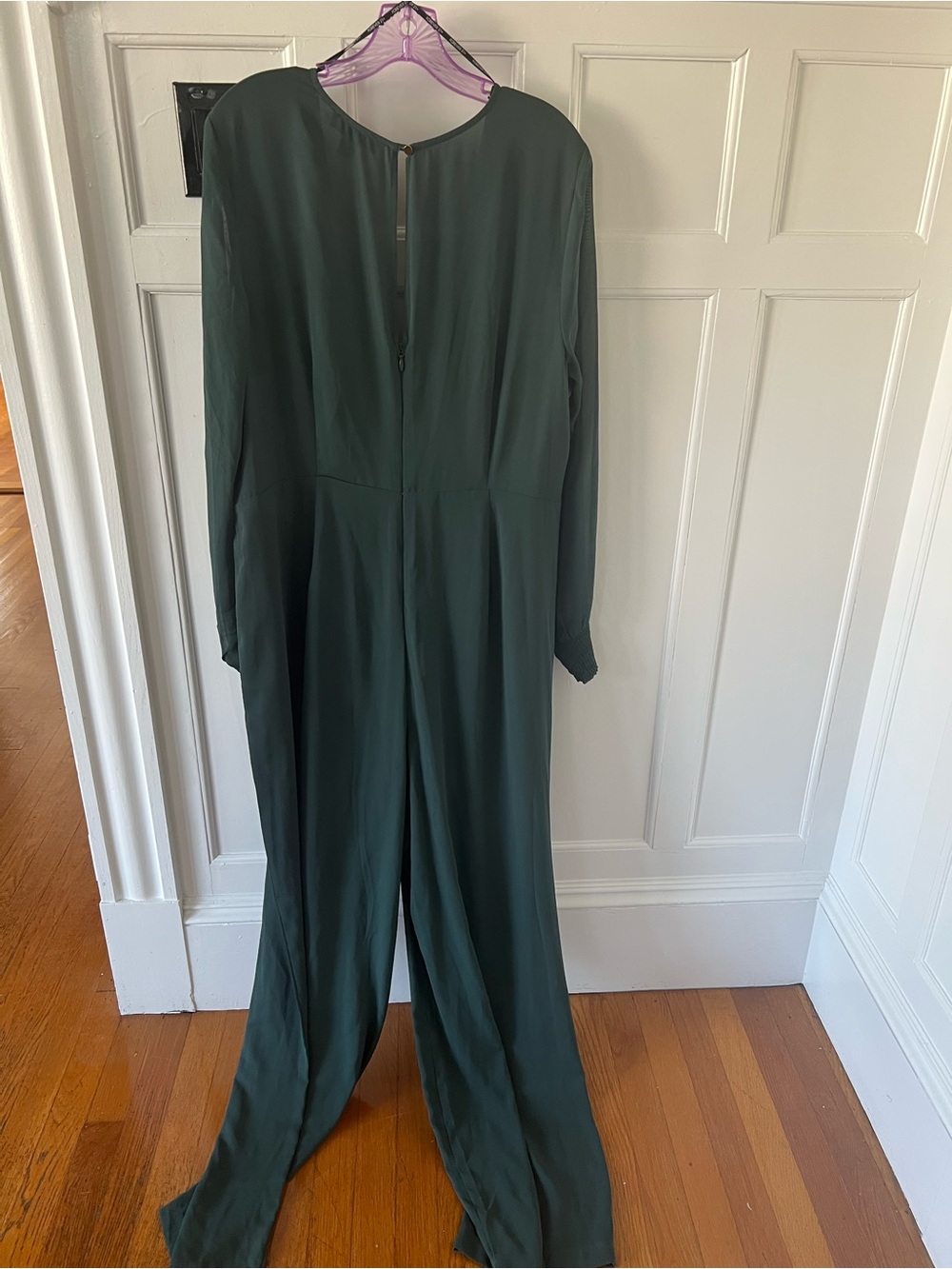 Forever 21 Dark Green Long Sleeve Wide-Leg Jumpsuit
